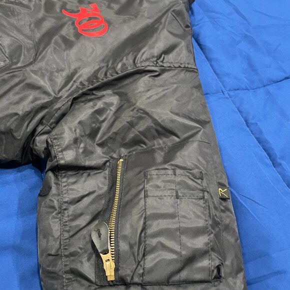 "300" Embroidered Bomber Jacket - Size Medium - Black with Orange Lining - Picture 4 of 4